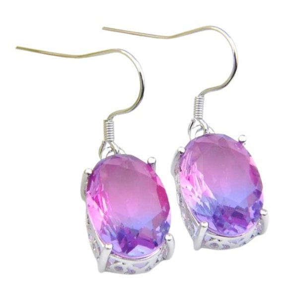 Lavender Ombre' Oval Earrings - Picture 1 of 4